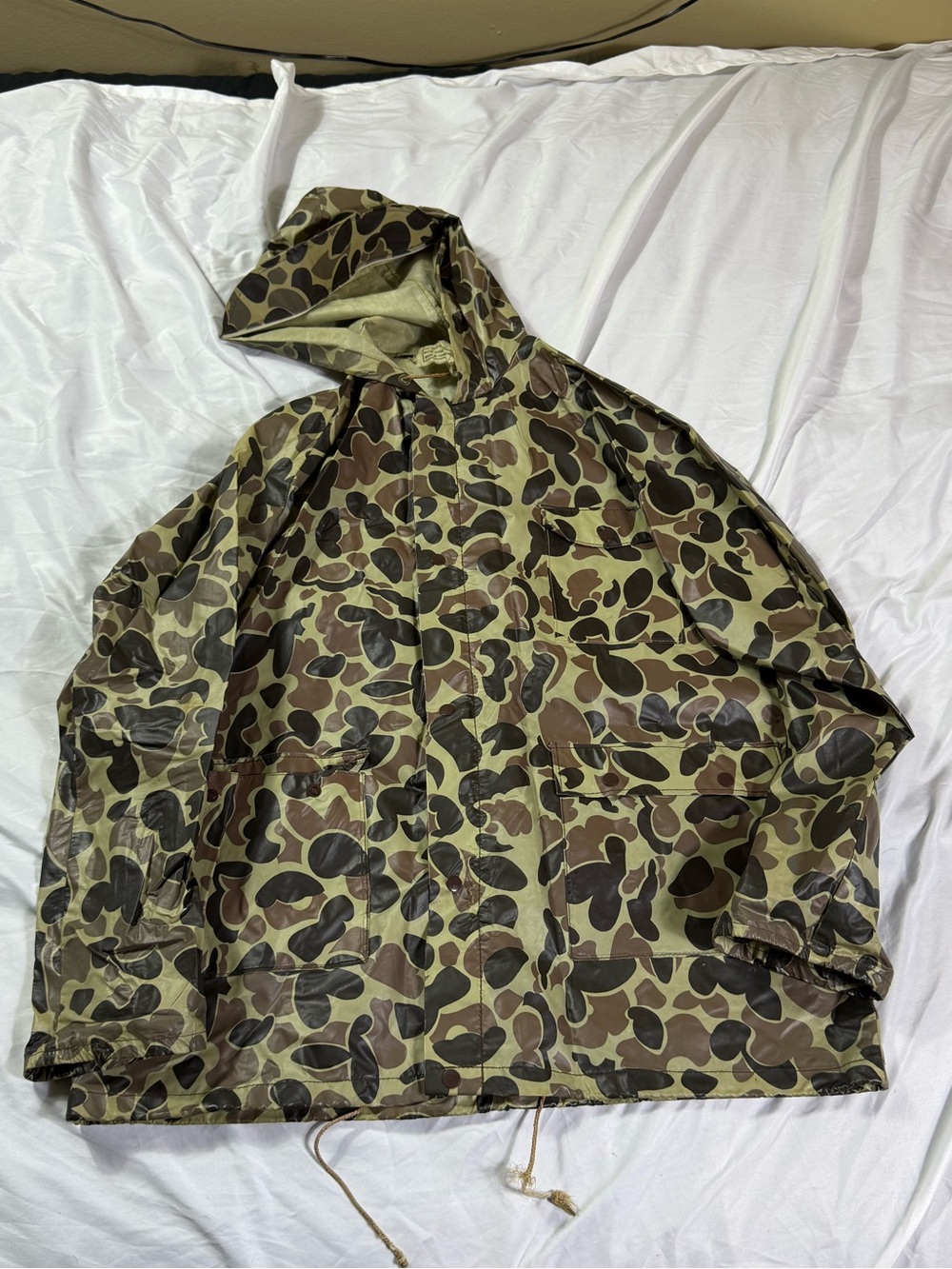 Vintage K-Mart Shell Men's Camouflage Hooded Jacket - Olive/Brown Camo
